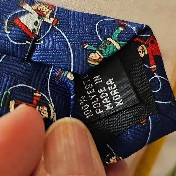 Men's Blue Holiday Tie. With Children Ice Skaters. Childrens Miracle Network - Picture 3 of 5